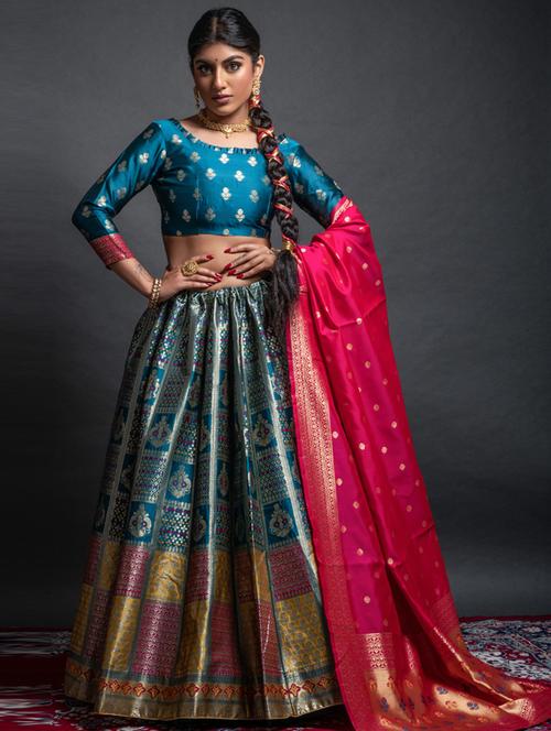 self designed woven flared lehenga - 19755295 - Standard Image - 0