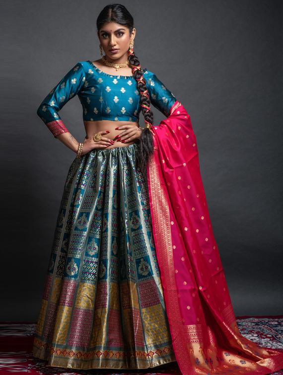 self designed woven flared lehenga - 19755295 - Zoom Image - 0