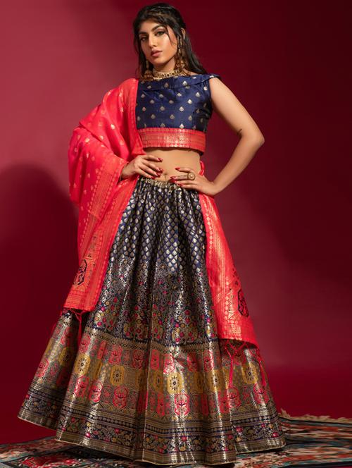 self designed woven flared lehenga - 19755303 - Standard Image - 0