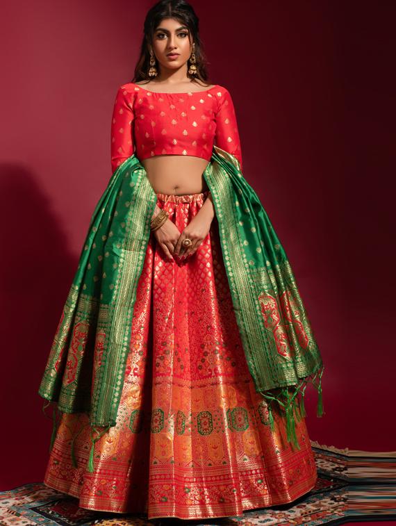 self designed woven flared lehenga - 19755304 - Zoom Image - 0