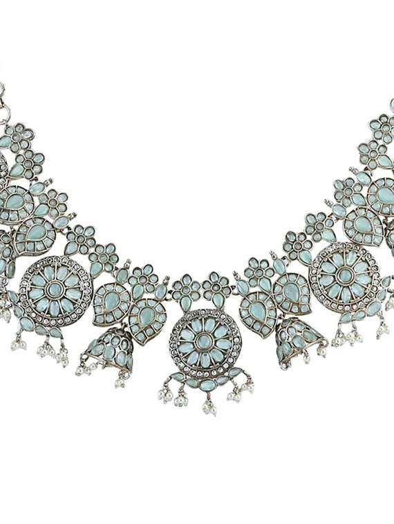 silver brass necklace and earrings - 19755343 -  Standard Image - 2