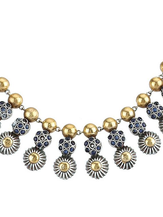 dual tone brass oxidised necklace and earring - 19755344 - Standard Image - 2