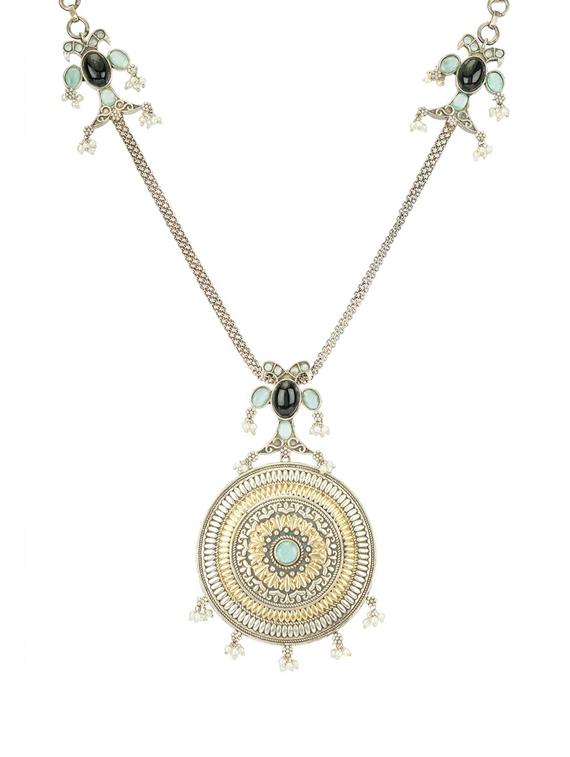 dual tone brass necklace and earring - 19755346 - Standard Image - 2