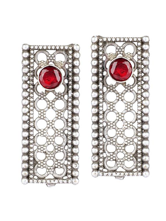 red tone brass oxidised long necklaces and earring - 19755349 - Standard Image - 2