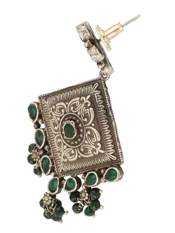 green tone brass oxidised choker necklaces and earring  - 19755350 -  Standard Image - 2