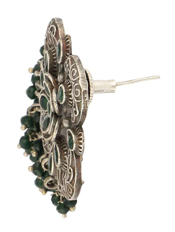green tone brass oxidised choker necklaces and earring  - 19755353 -  Standard Image - 2