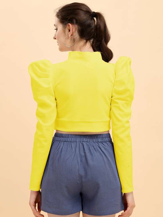 yellow solid crop top - 19755470 - Standard Image - 2