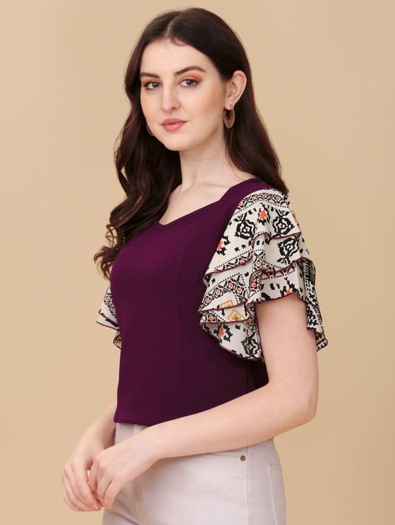 printed viscose regular top - 19755851 - Standard Image - 2