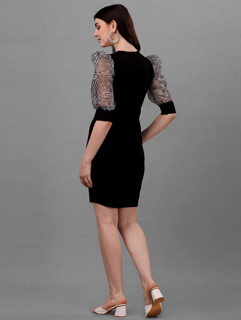 women puff sleeves bodycon dress - 19755963 - Standard Image - 2