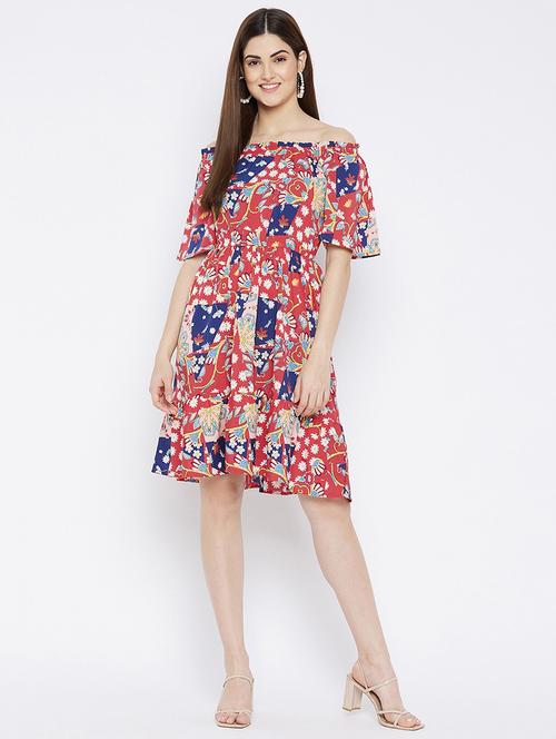 women printed off shoulder dress - 19756369 -  Standard Image - 0