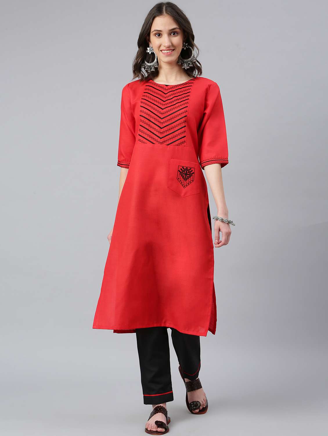 boat neck embroidered kurta with pant