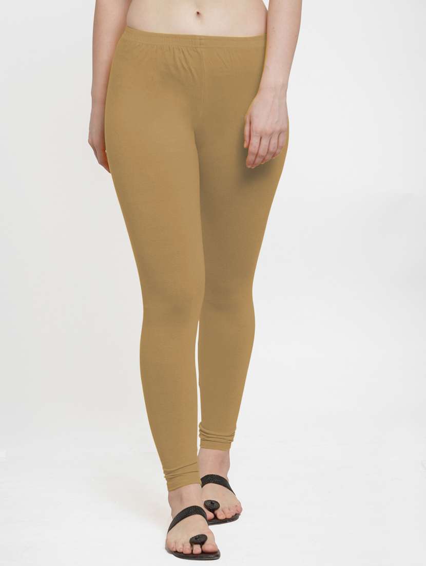 beige cotton lycra leggings