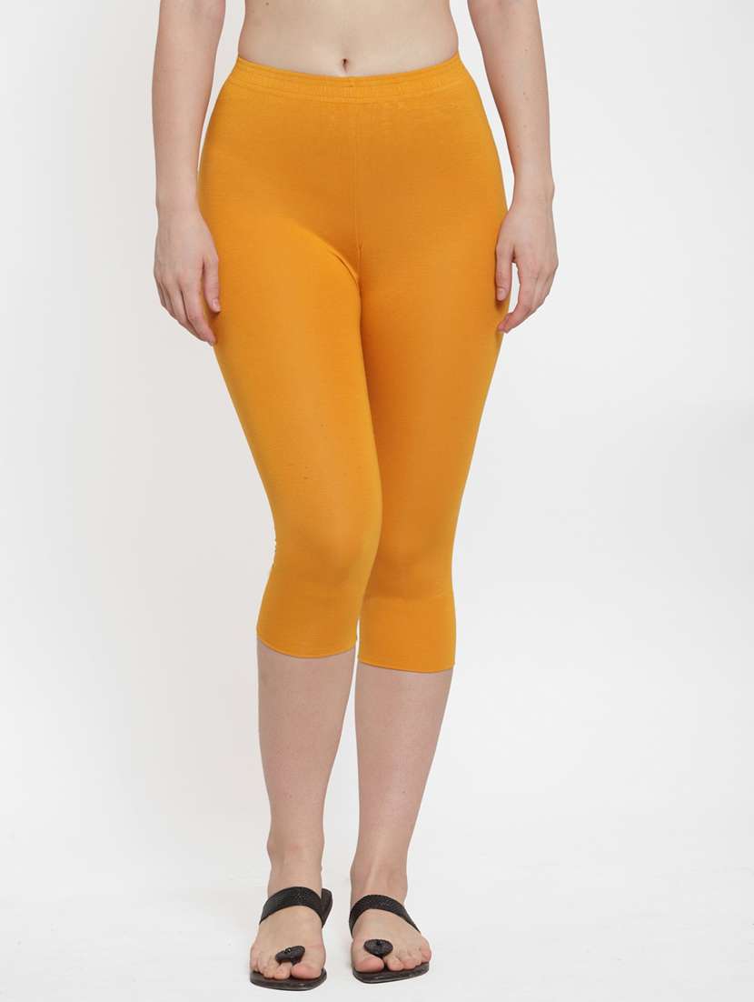 mid rise solid capri leggings 