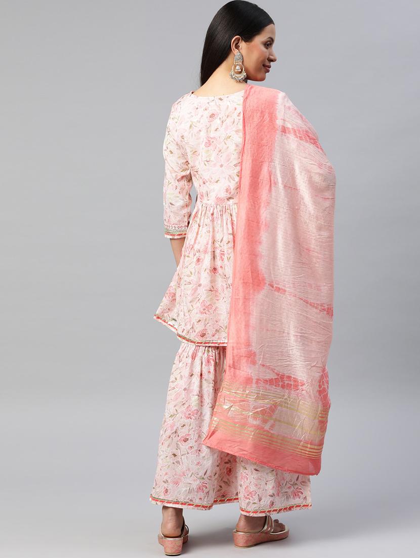 pink printed kurta sharara set - 19763484 - Standard Image - 2
