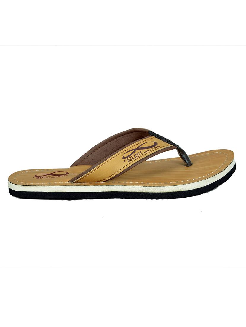 brown leatherette slip on slippers - 19765294 - Standard Image - 2