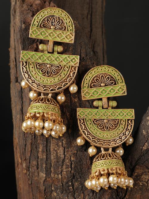 women gold plated drop earring - 19766213 -  Standard Image - 0