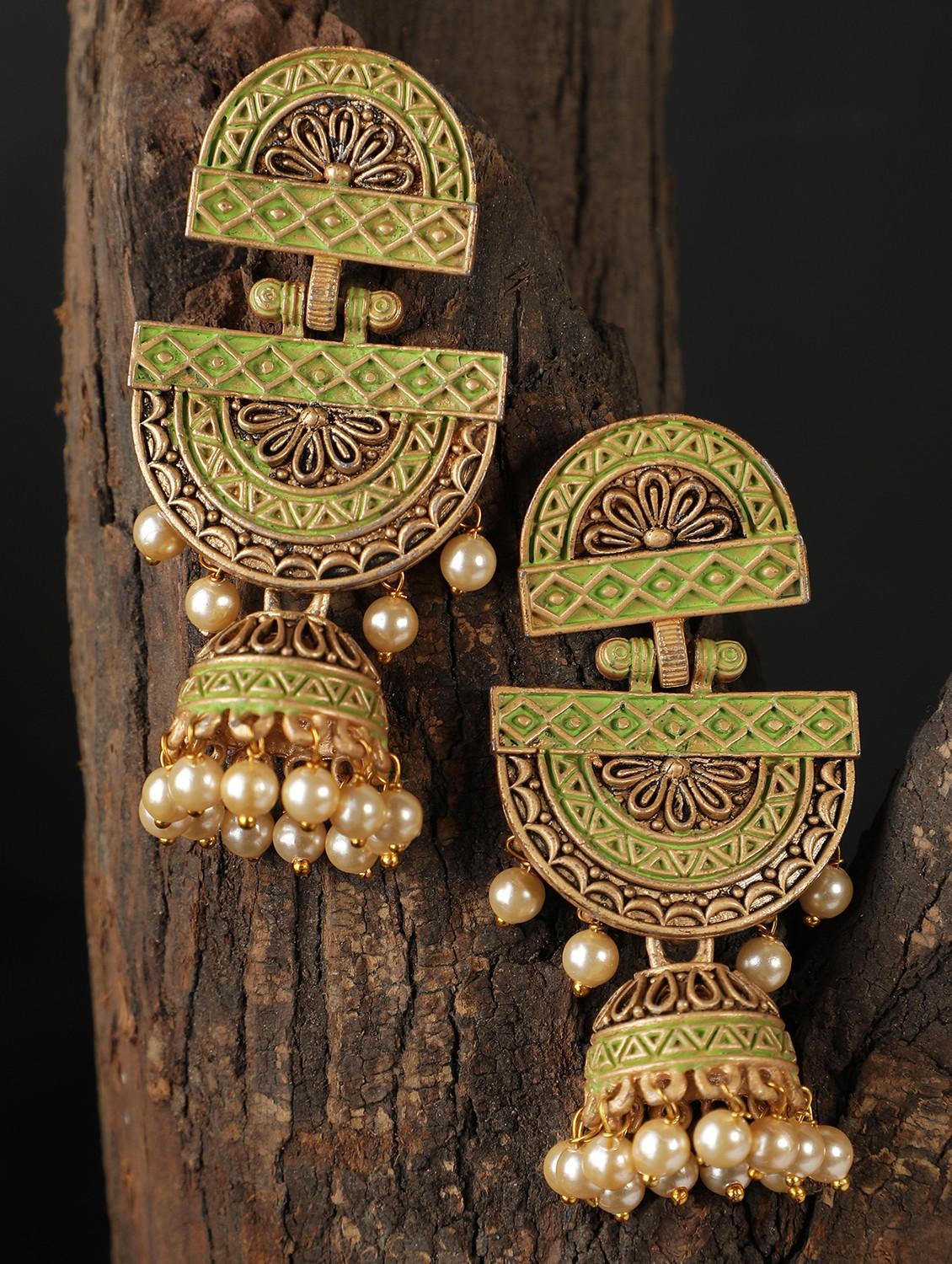 women gold plated drop earring - 19766213 -  Zoom Image - 0