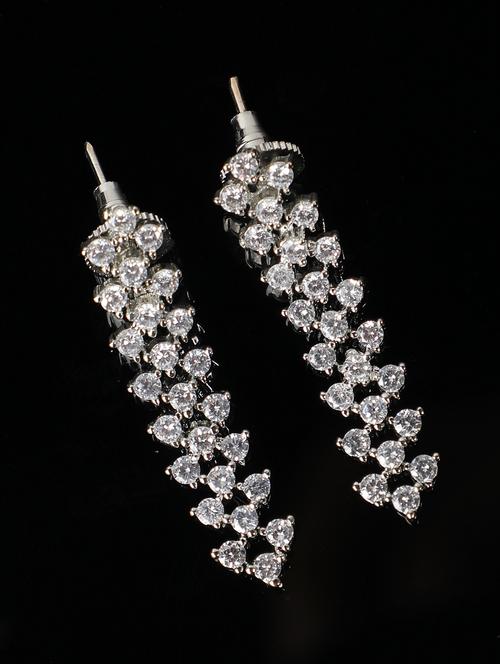 women silver plated drop earring - 19766221 -  Standard Image - 0