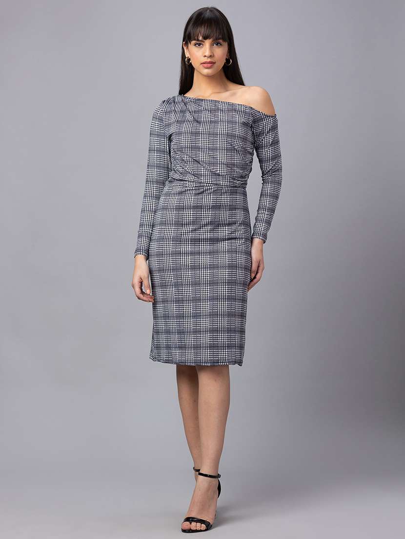 black checks bodycon dress