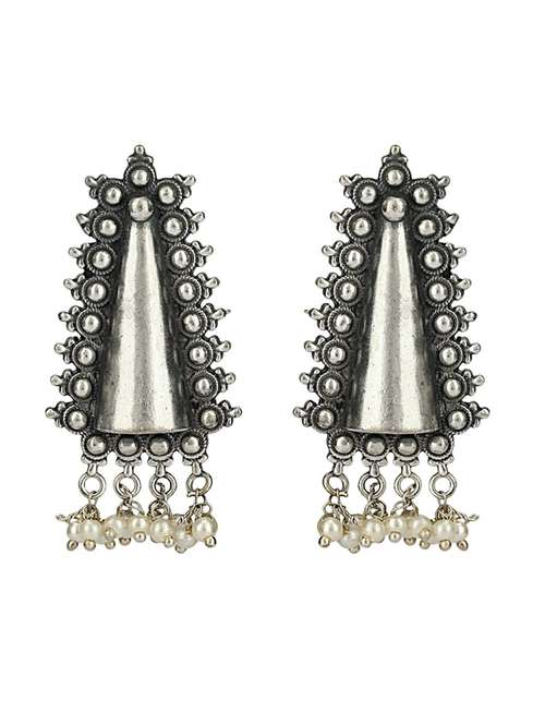 sliver brass oxidised drop earring - 19768264 - Standard Image - 0