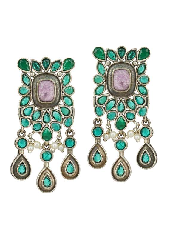 green tone brass necklaces and earring - 19768274 - Standard Image - 2
