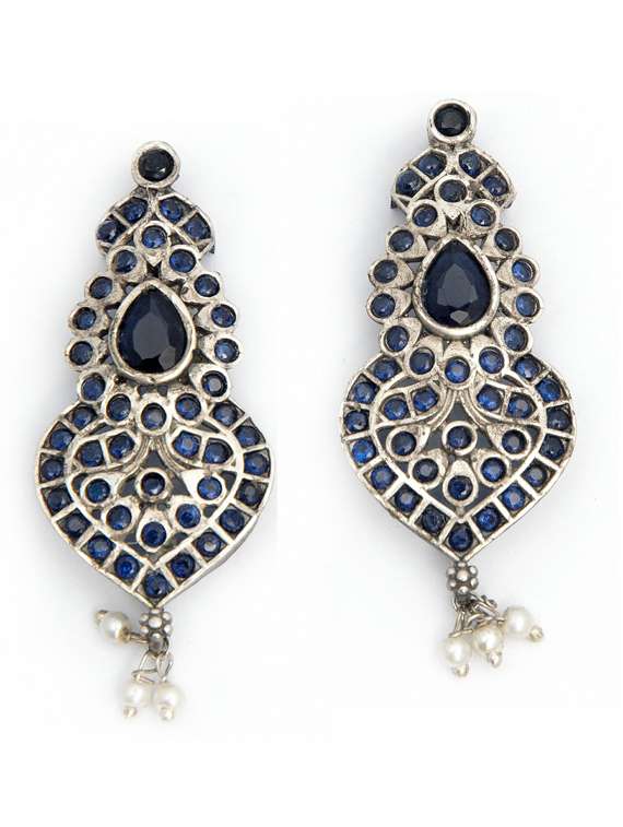 silver brass oxidised choker necklaces and earring  - 19768279 -  Standard Image - 2