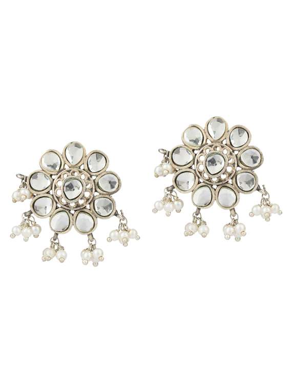 silver brass oxidised choker necklaces and earring  - 19768286 -  Standard Image - 2