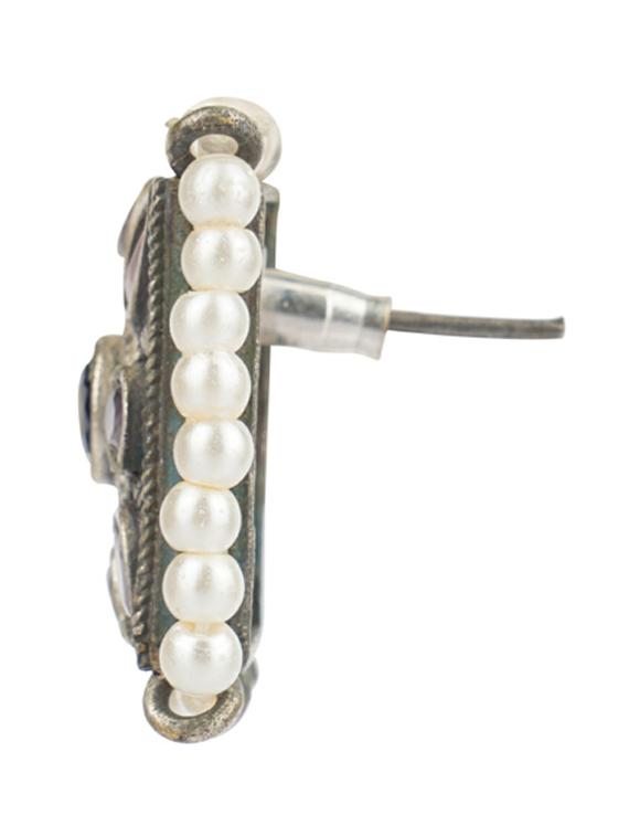 silver brass oxidised choker necklaces and earring - 19768287 - Standard Image - 2