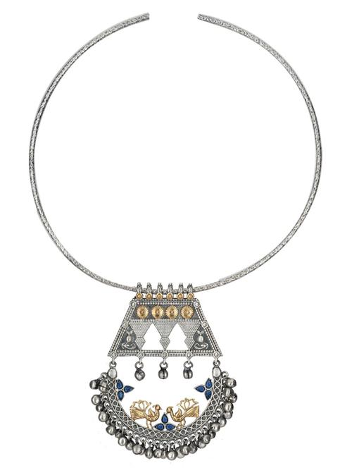silver brass oxidised long necklaces - 19768294 - Standard Image - 0