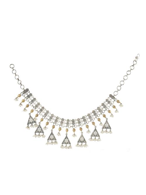 silver brass oxidised short necklaces  - 19768299 -  Standard Image - 0