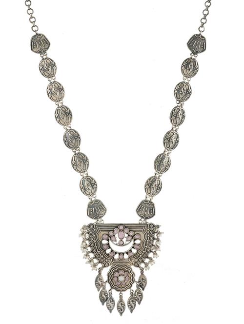 silver brass oxidised long necklaces  - 19768300 -  Standard Image - 0