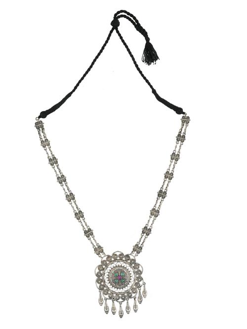 silver brass oxidised long necklaces - 19768301 - Standard Image - 0