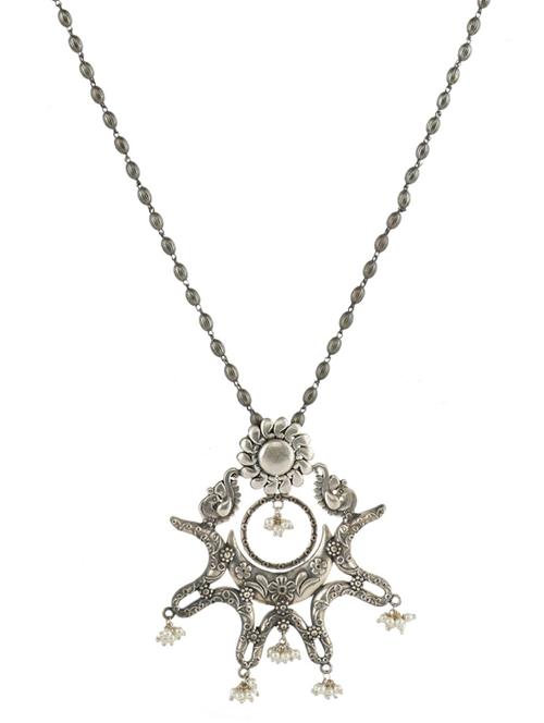 silver brass oxidised long necklaces  - 19768302 -  Standard Image - 0