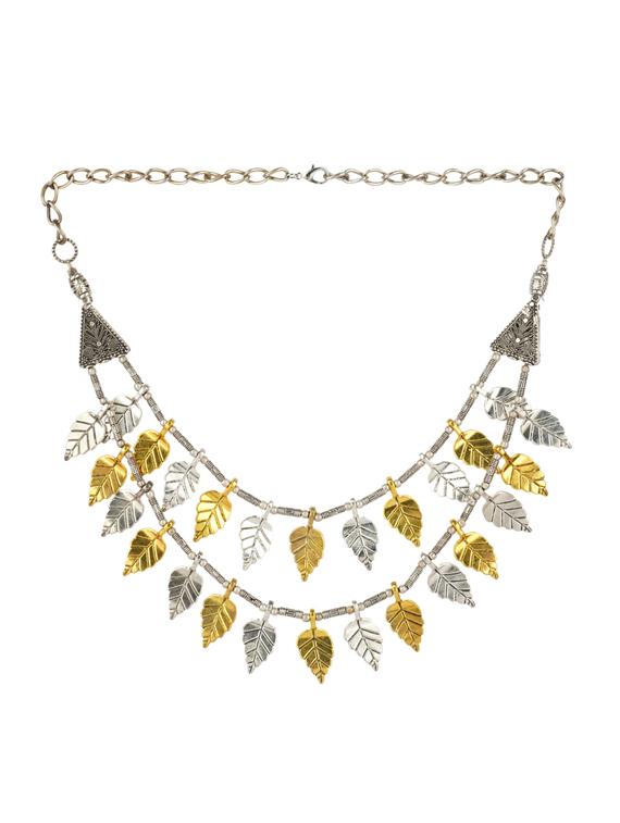 dual tone brass short necklace  - 19768305 -  Zoom Image - 0
