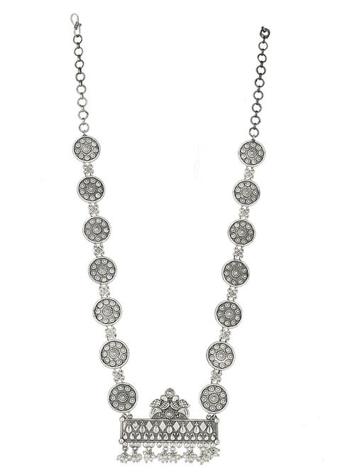 silver brass oxidised long necklaces - 19768308 - Standard Image - 0