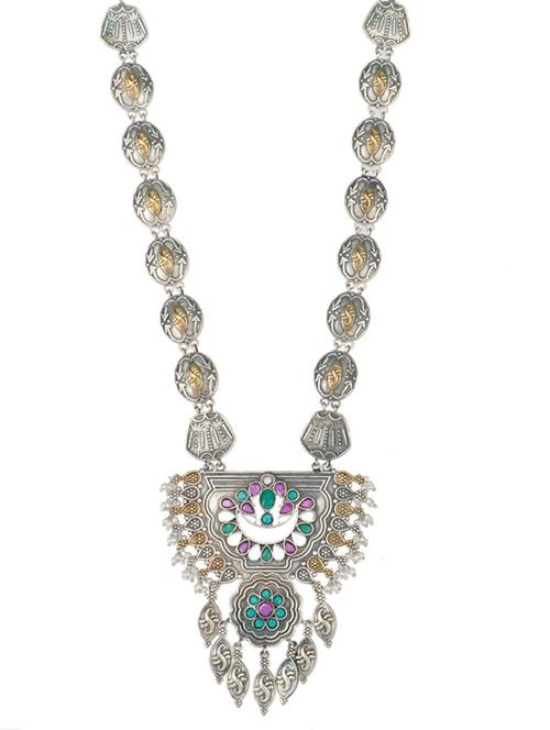 silver brass oxidised long necklaces - 19768310 - Standard Image - 0
