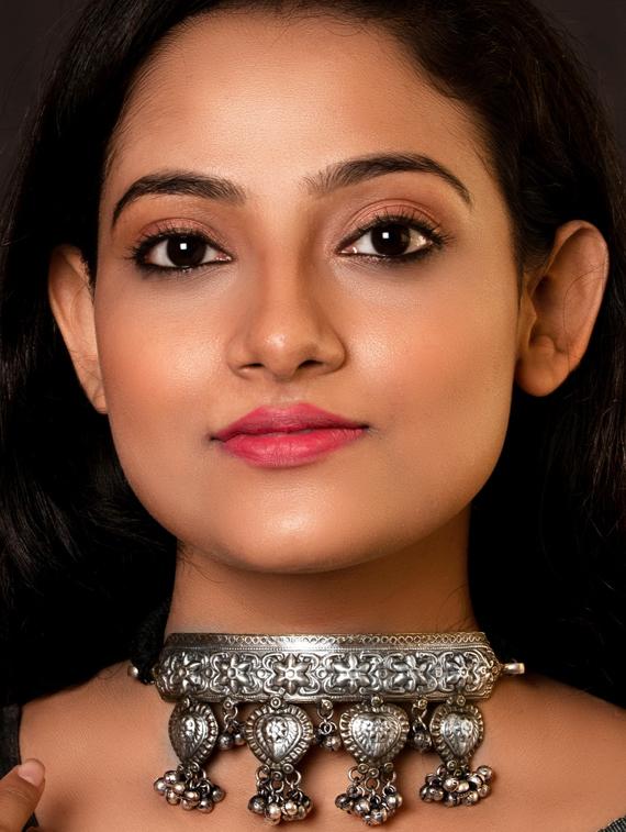 silver brass oxidised choker necklaces - 19768312 - Standard Image - 2