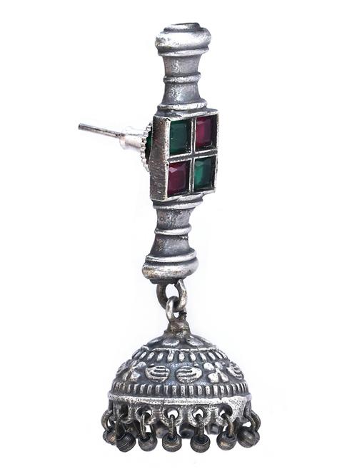 sliver brass oxidised jhumka earring - 19768322 -  Standard Image - 0