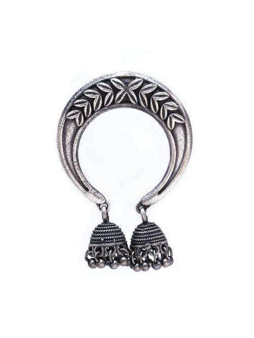 sliver brass oxidised hoop earring - 19768323 - Standard Image - 0