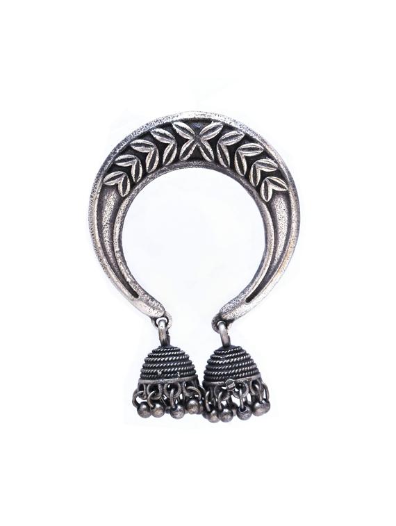 sliver brass oxidised hoop earring - 19768323 - Zoom Image - 0
