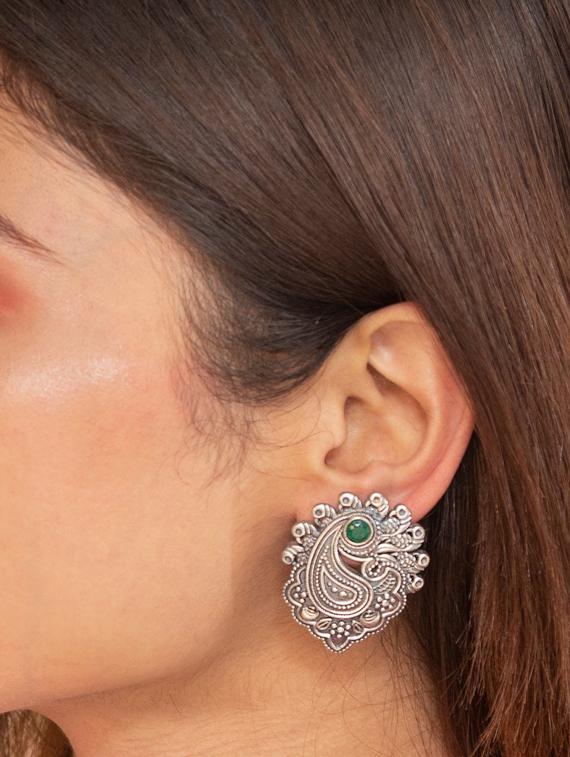 sliver brass oxidised studs earring - 19768328 - Standard Image - 2