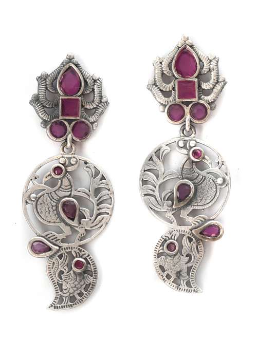 sliver brass oxidised drop earring - 19768334 - Standard Image - 0