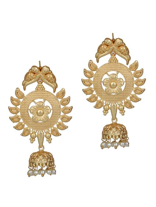 gold brass oxidised drop earring - 19768337 - Standard Image - 0