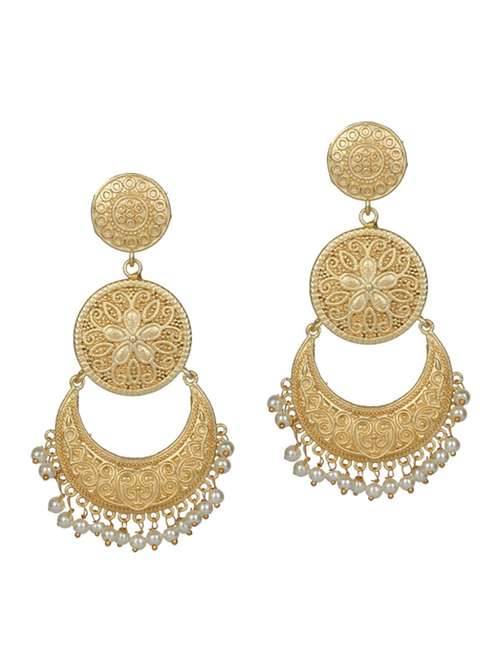 gold tone brass chandbali earring - 19768338 -  Standard Image - 0