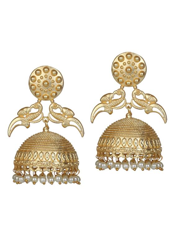 gold tone brass jhumka earring - 19768339 -  Zoom Image - 0