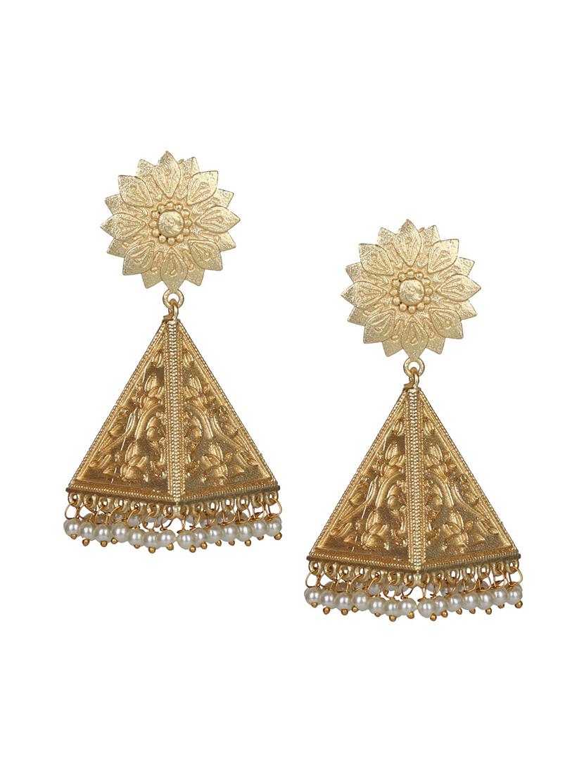 gold brass jhumki earring - 19768344 - Standard Image - 2