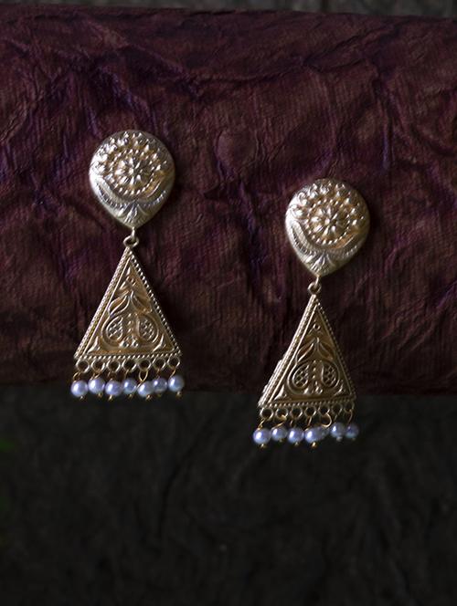 gold brass drop earring - 19768349 - Standard Image - 0