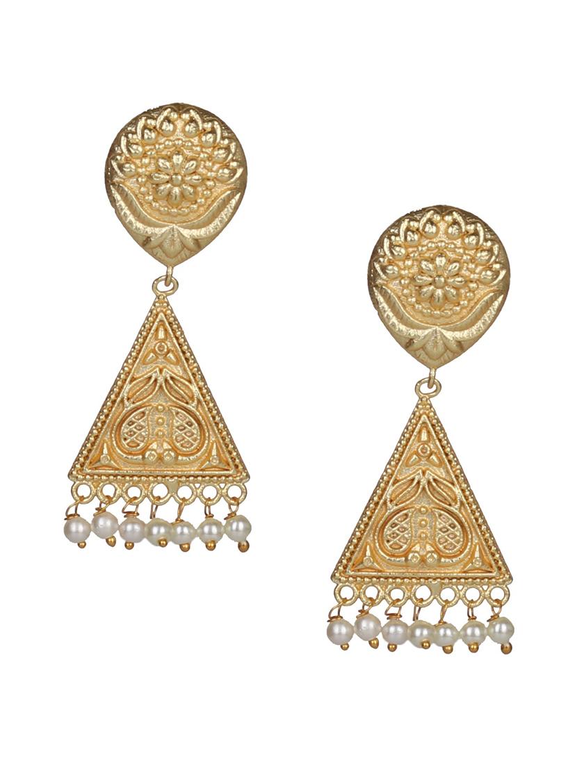 gold brass drop earring - 19768349 - Standard Image - 2