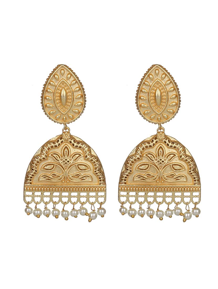 gold brass drop earring - 19768351 - Standard Image - 2