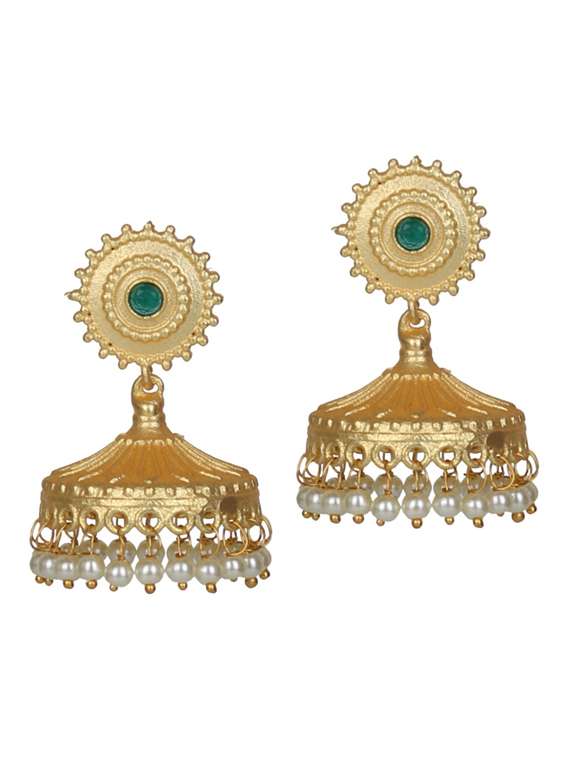 gold tone brass jhumka earring